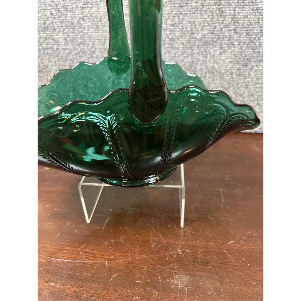 Vtg~L.E. Smith Teal Blue Green Regency Basket Handmade